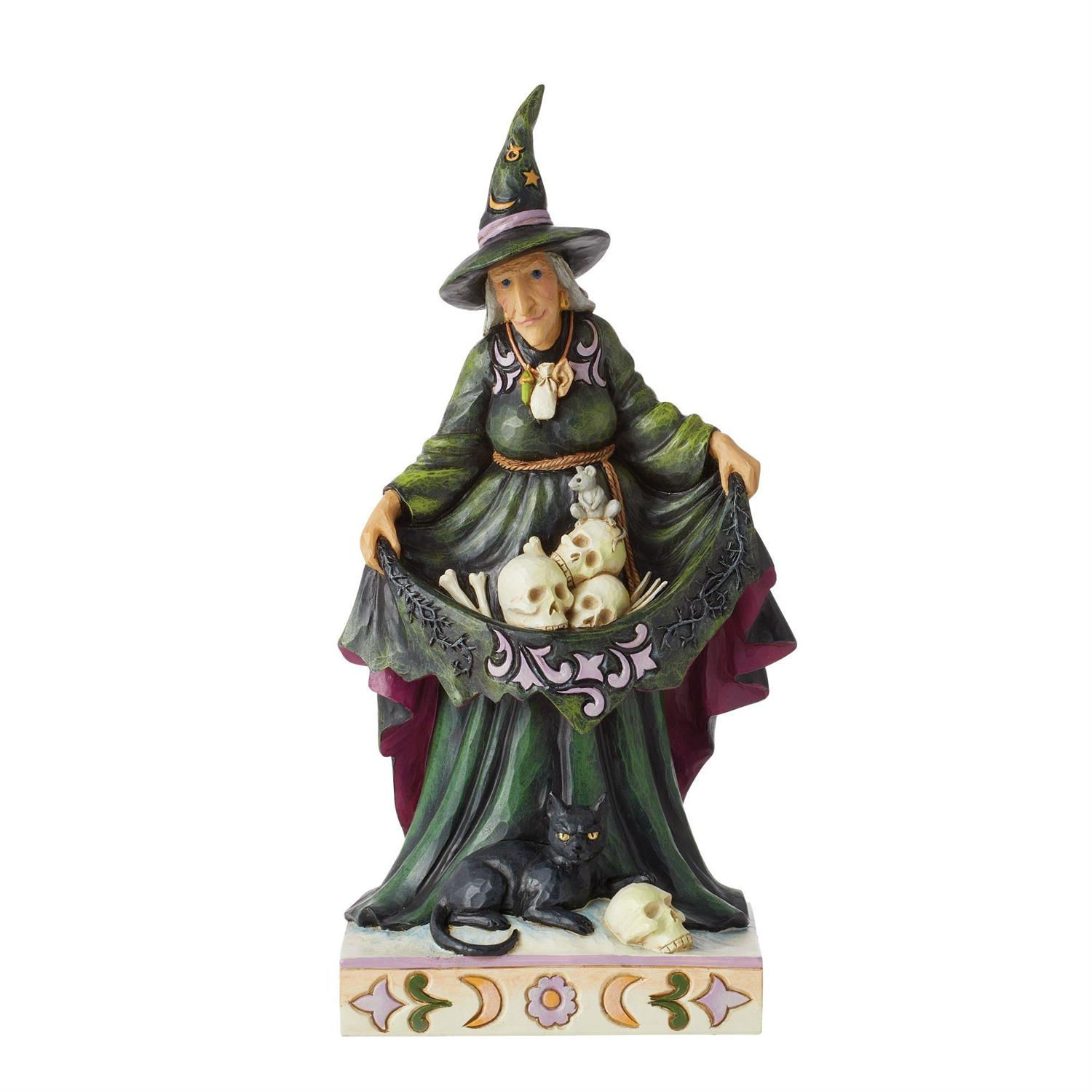 Jim Shore Scary Witch Skulls Skirt figurine front view