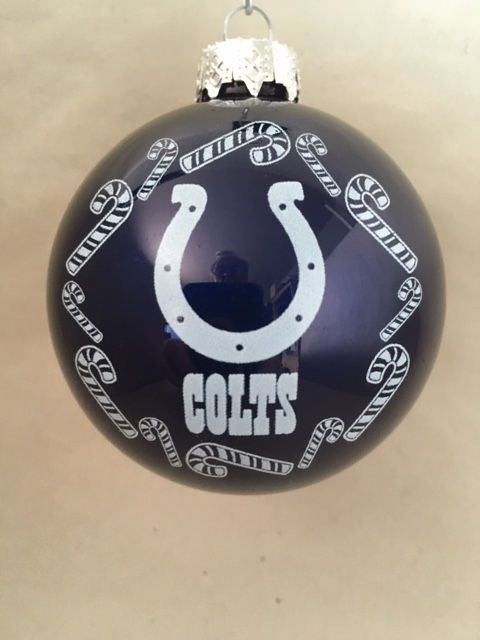 Indianapolis Colts Candy Cane Ball Ornament front view