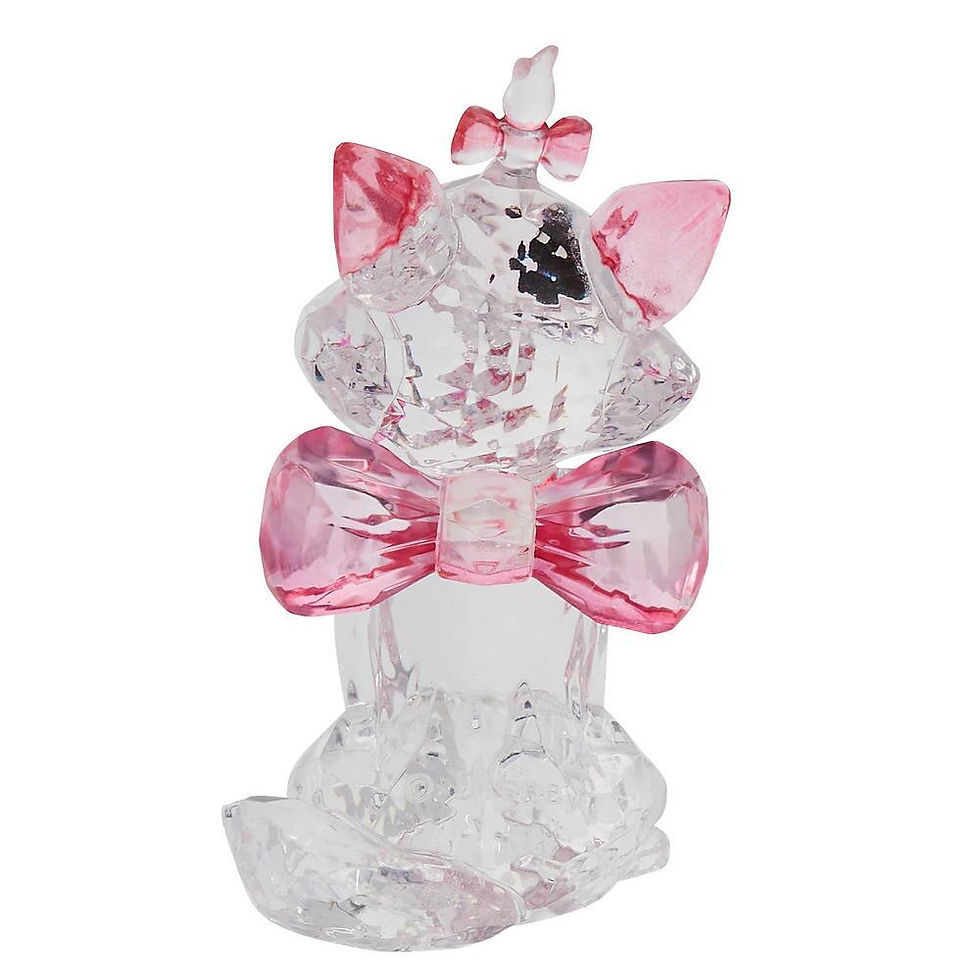 Acylic Marie Cat with pink bow back view