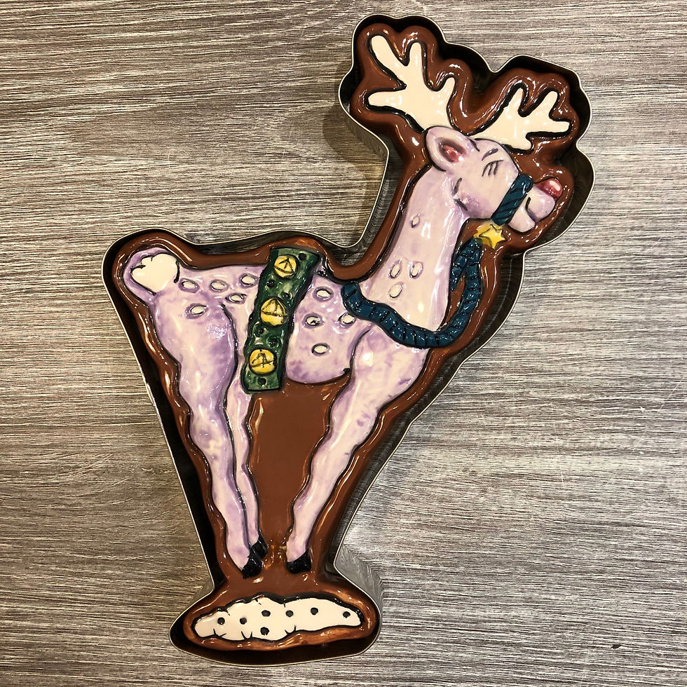 Clayworks Reindeer Cookie Cutter and Stamp front view