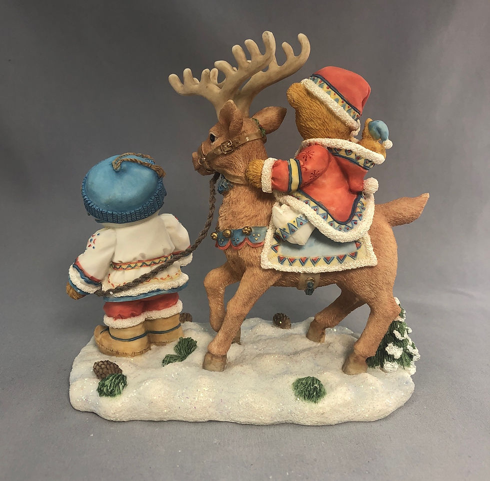Thumbnail: Bears with a reindeer figurine  rear view