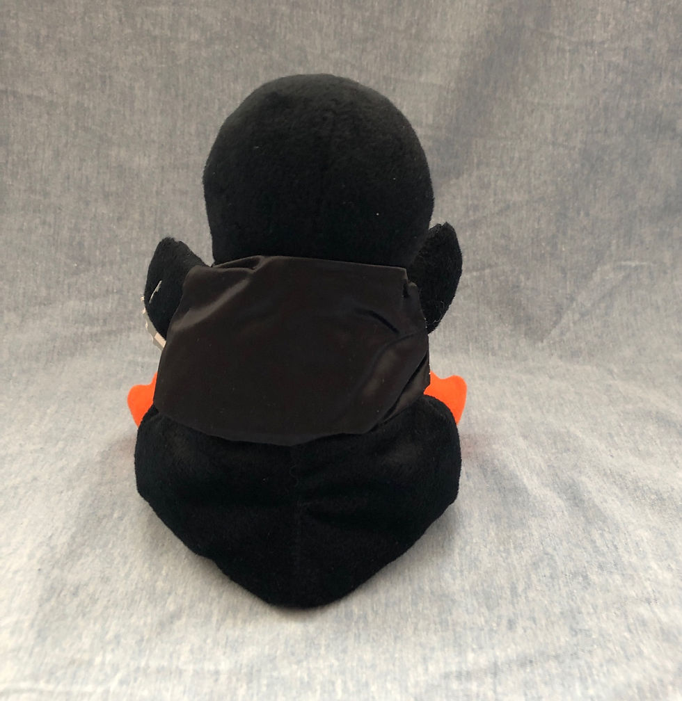 Thumbnail: rear view of Cavanagh Plush Penguin in Holiday Vest