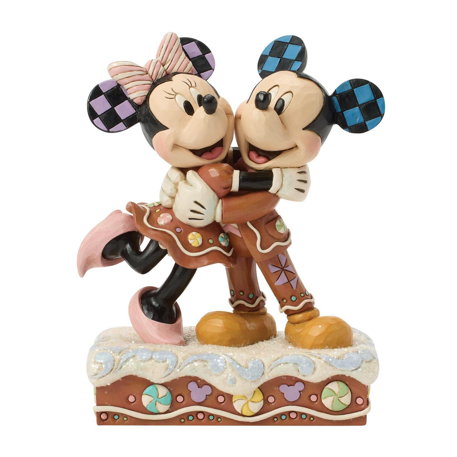 Gingerbread Mickey and Minnie Mouse figurine front view
