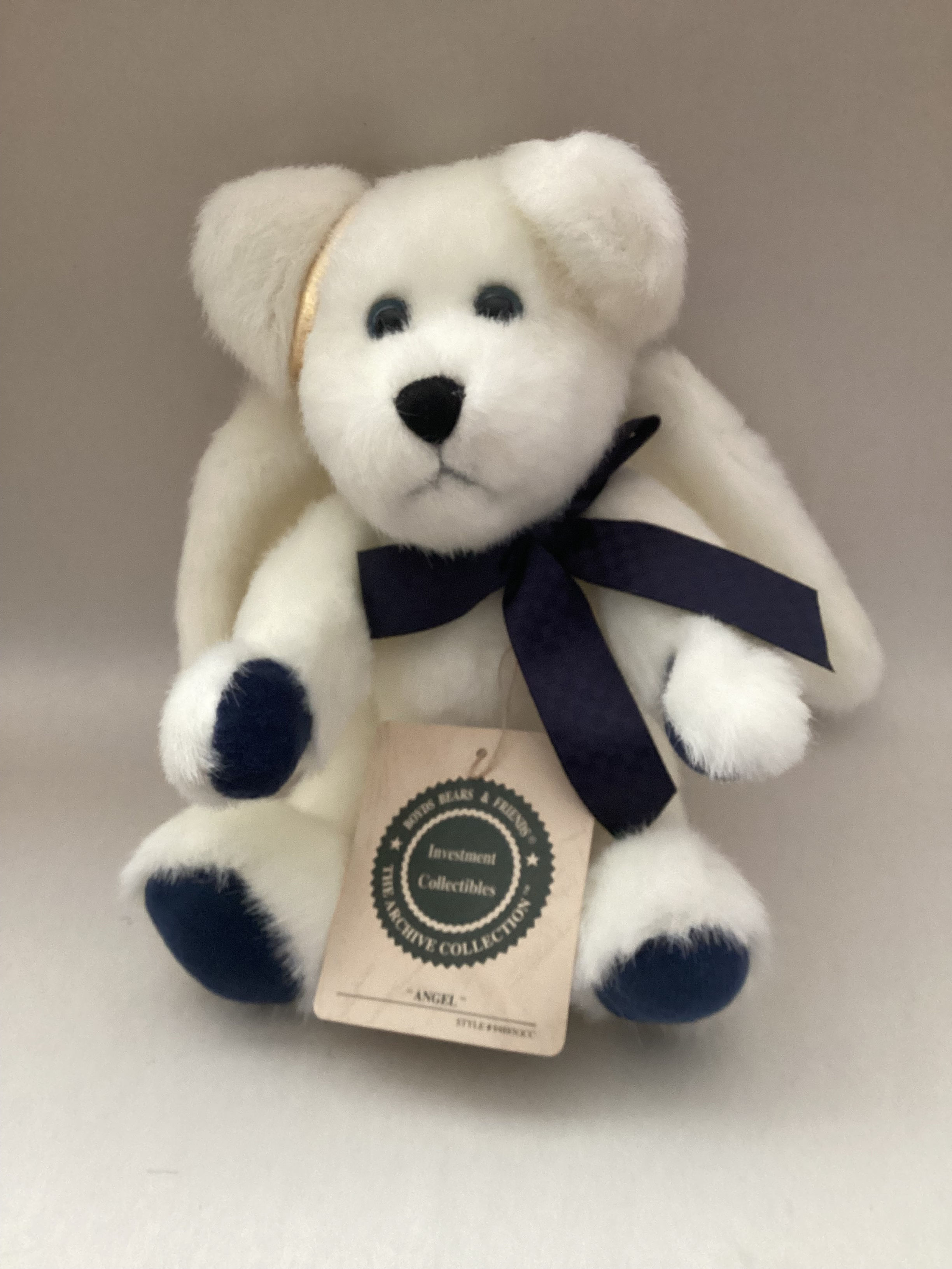 Boyds Bears & Friends Plush - Angel, White Bear with a Purple Ribbon 94885GCC