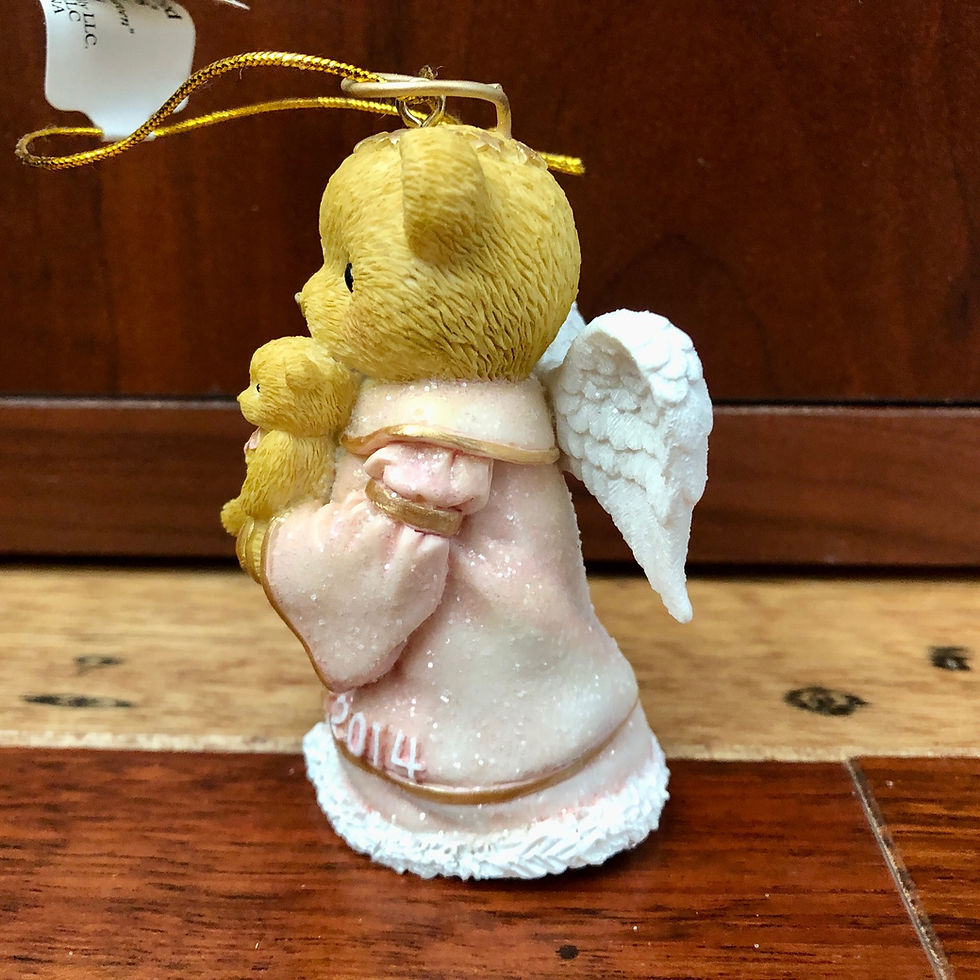 Thumbnail: Dated 2014 Cherished Teddie Angel ornament in pink dress side view