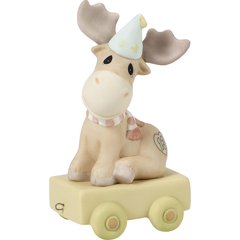 precious moments birthday train age 13 moose figurine front view