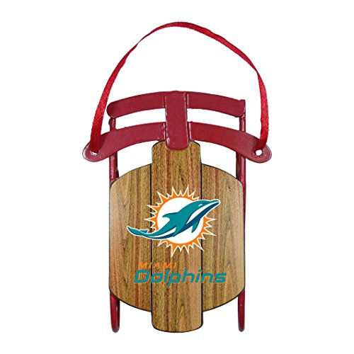 Miami Dolphins Metal Sled Ornament front view