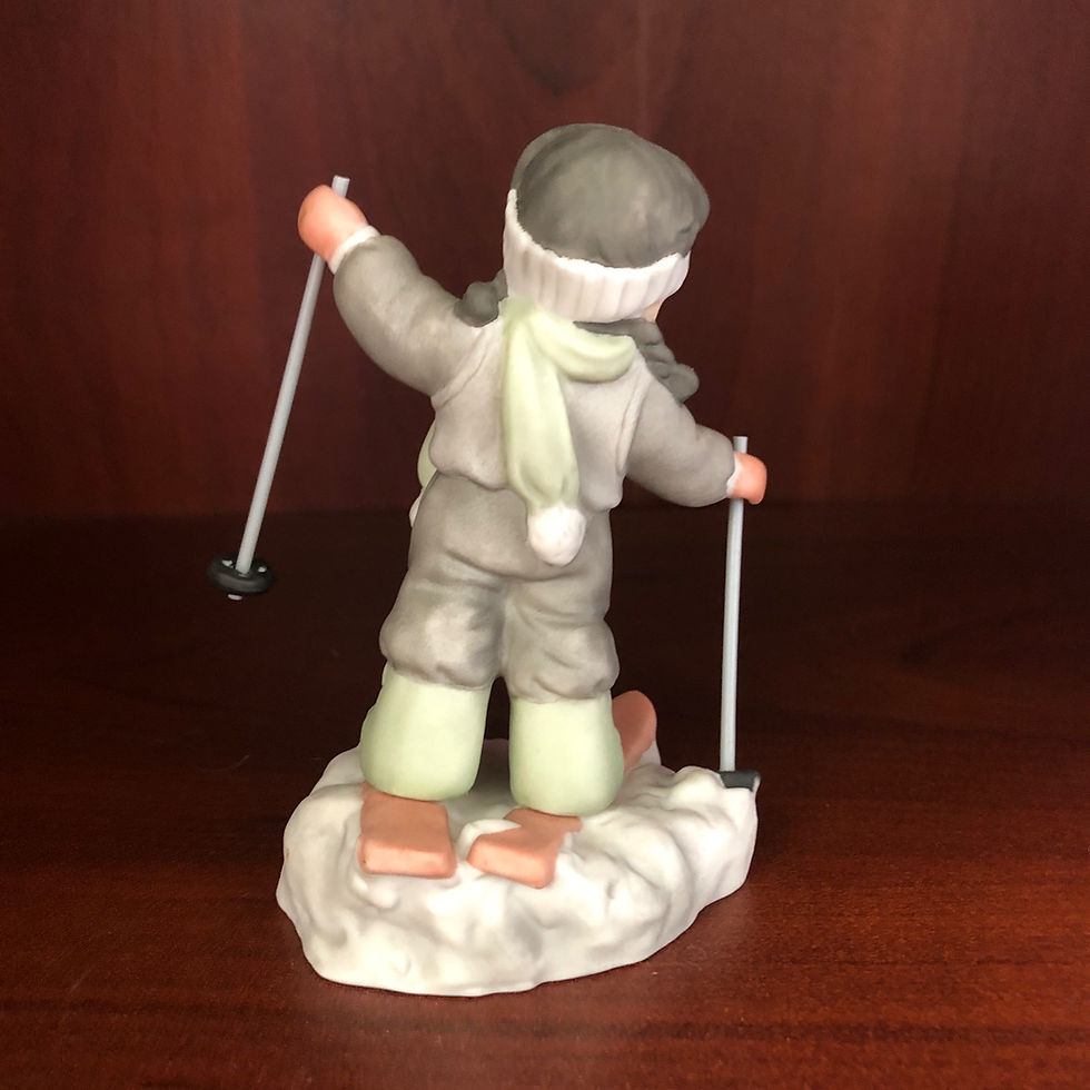 Thumbnail: Pretty As A Picture Girl Skiier Figurine back view