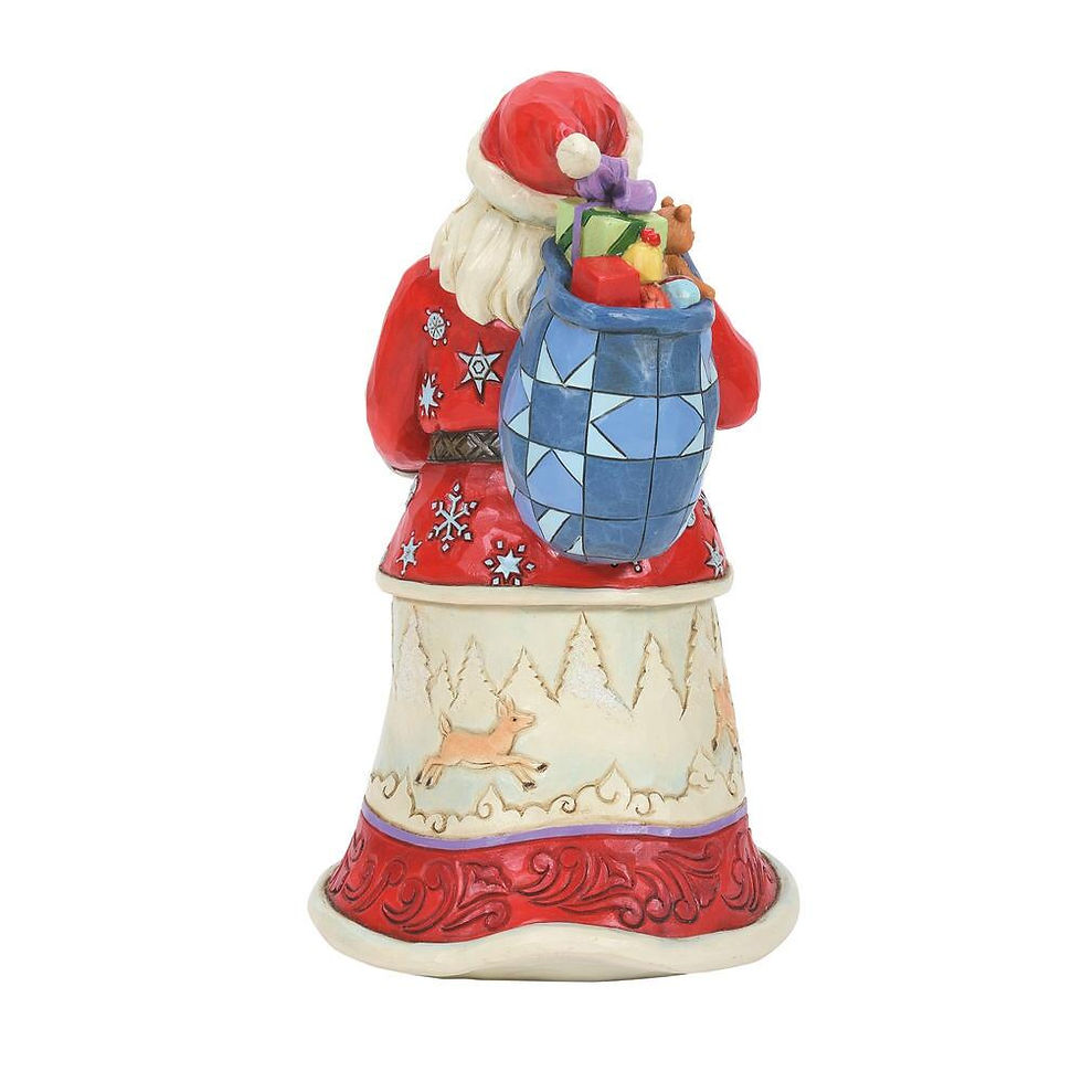Thumbnail: Santa with deer on coat figurine back view
