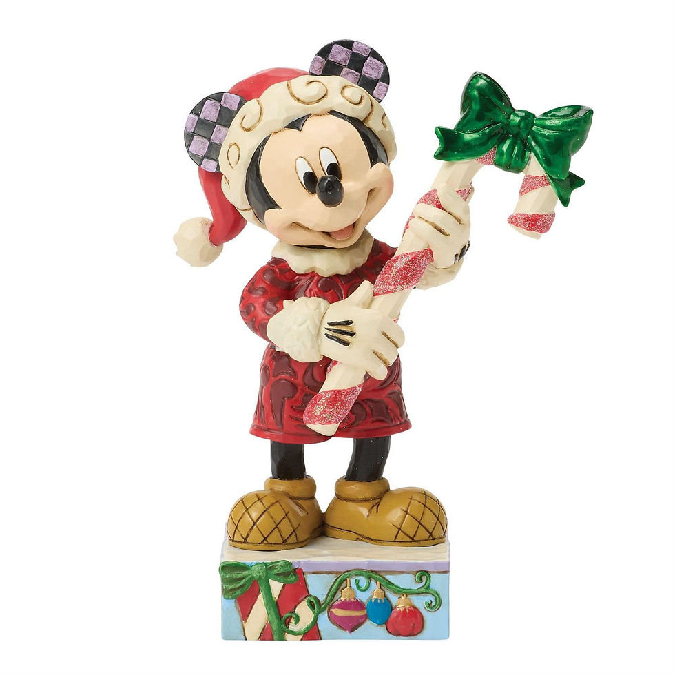 Mickey Mouse with candycane figurine front view