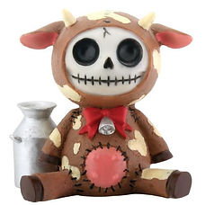 Furrybones Brown moo moo Cow Figurine front view