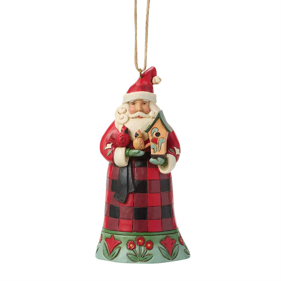 santa with birdhouse ornament front view