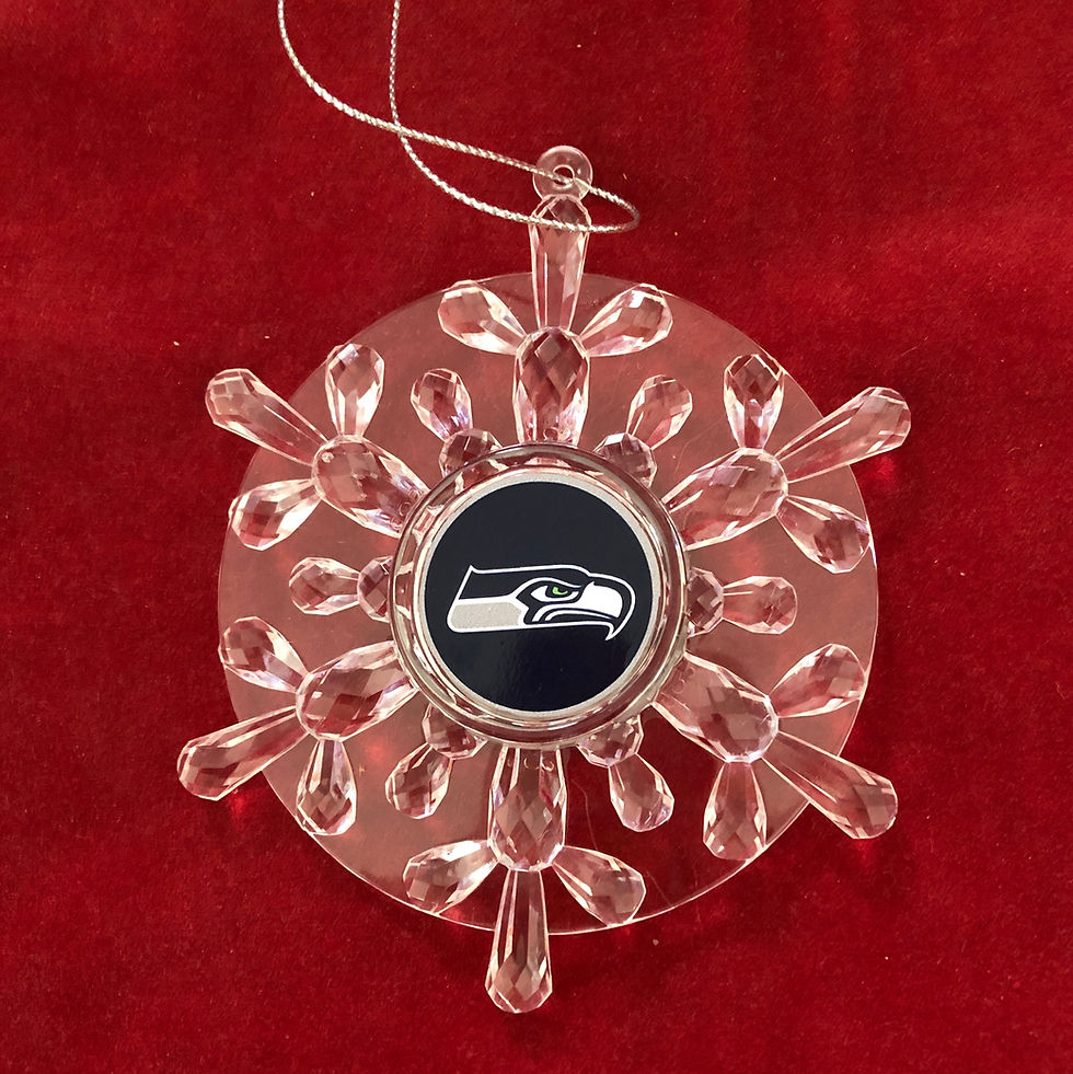 Thumbnail: Seattle Seahawks Acrylic Snowflake Ornament front view