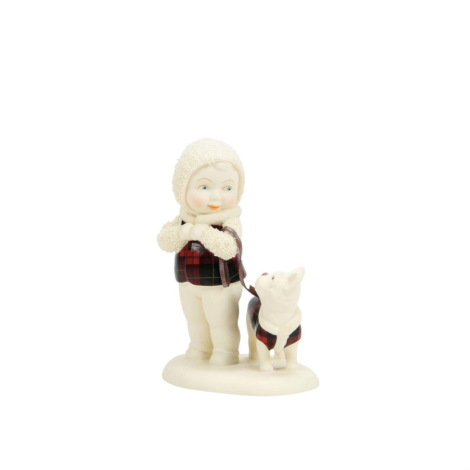 snowbaby with dog figurine front view