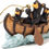 Thumbnail: black bears in a canoe ornament front view