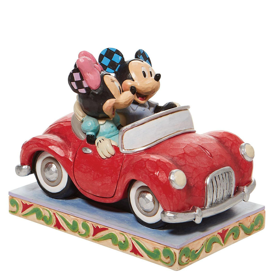 Thumbnail: mickey and minnie mouse in a car figurine side view