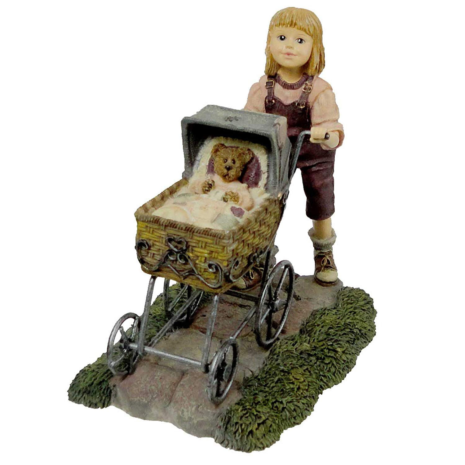 dollstone girl with stroller figurine front view