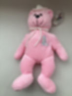 Thumbnail: Pink Cow Girl Bear with a White Hat  Hand Made ..... surface washable