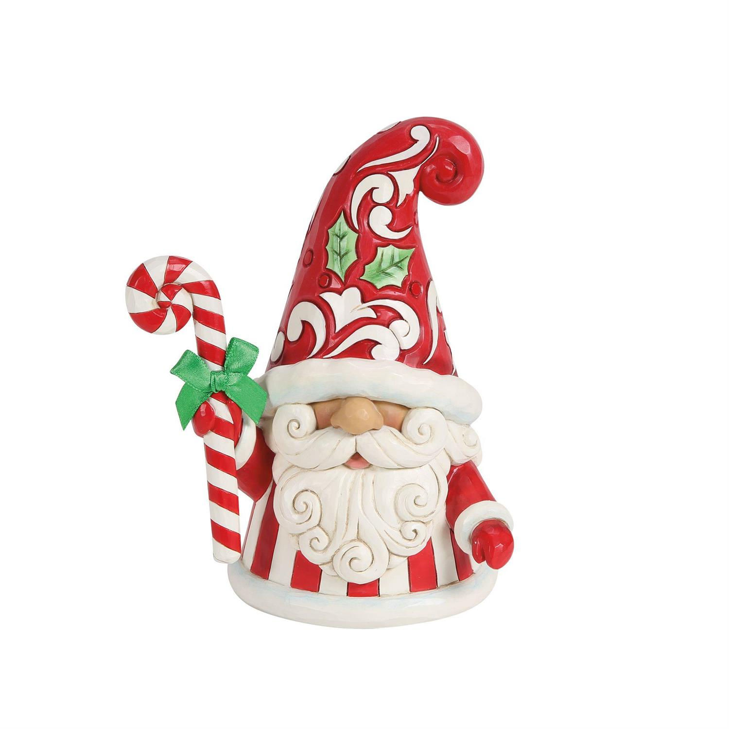 gnome with candycane figurine front view