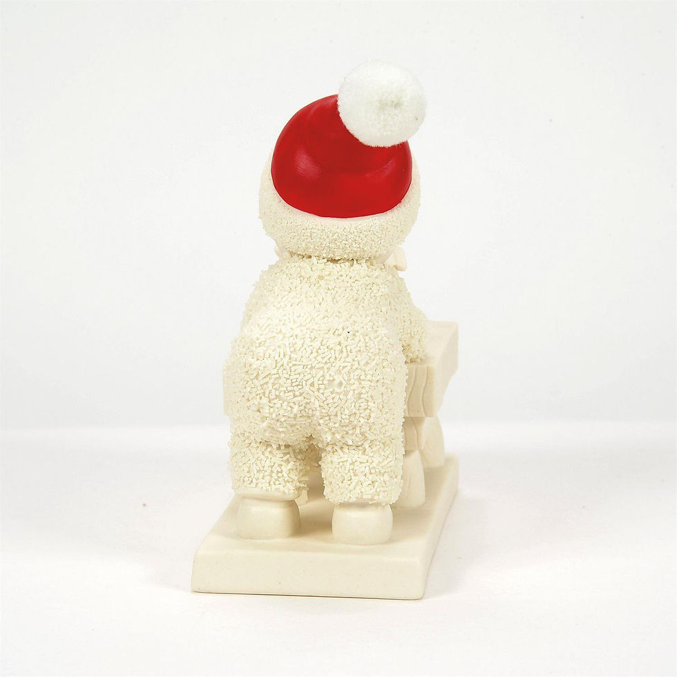 Thumbnail: snowbabies building birdhouse figurine side view