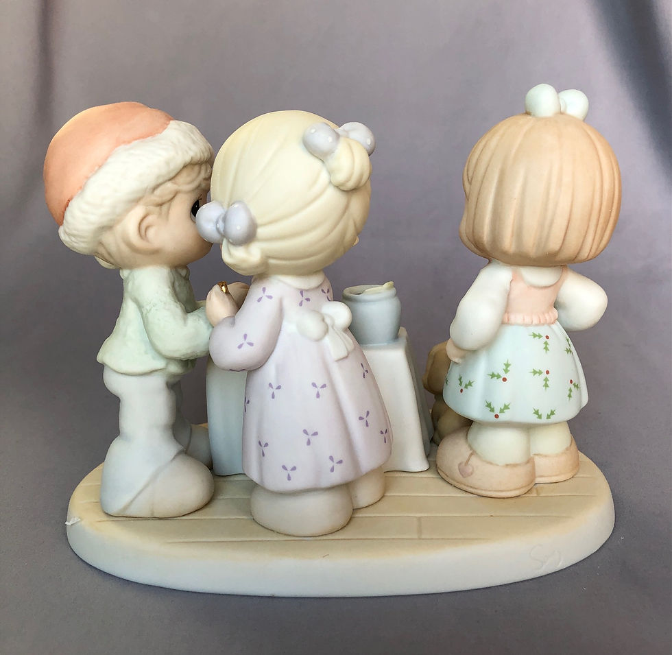 Thumbnail: Precious Moments Kissing booth figurine rear bview