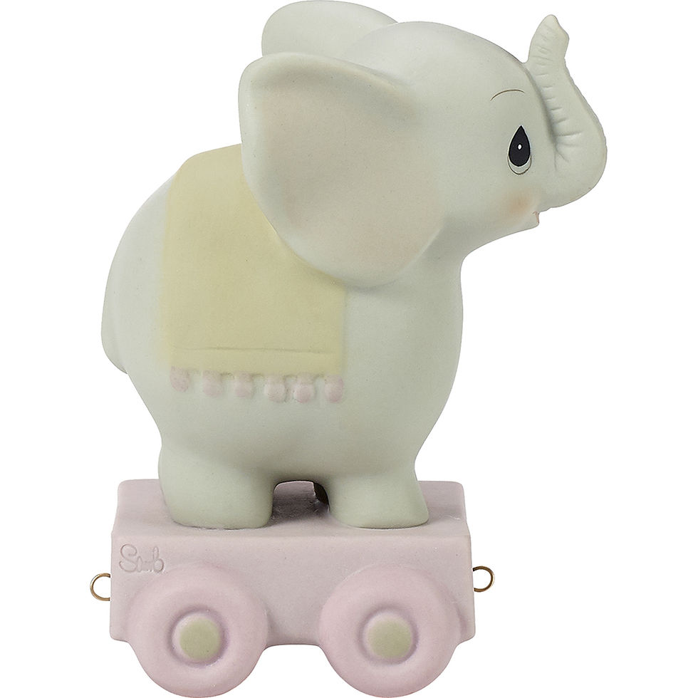 precious moments birthday train age 4 elephant figurine rear view