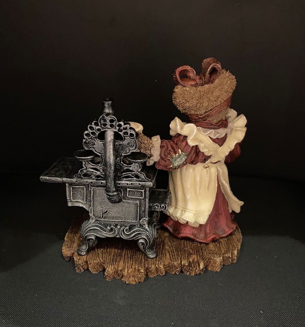 Thumbnail: Bear with baked cookies and cub figurine rear view