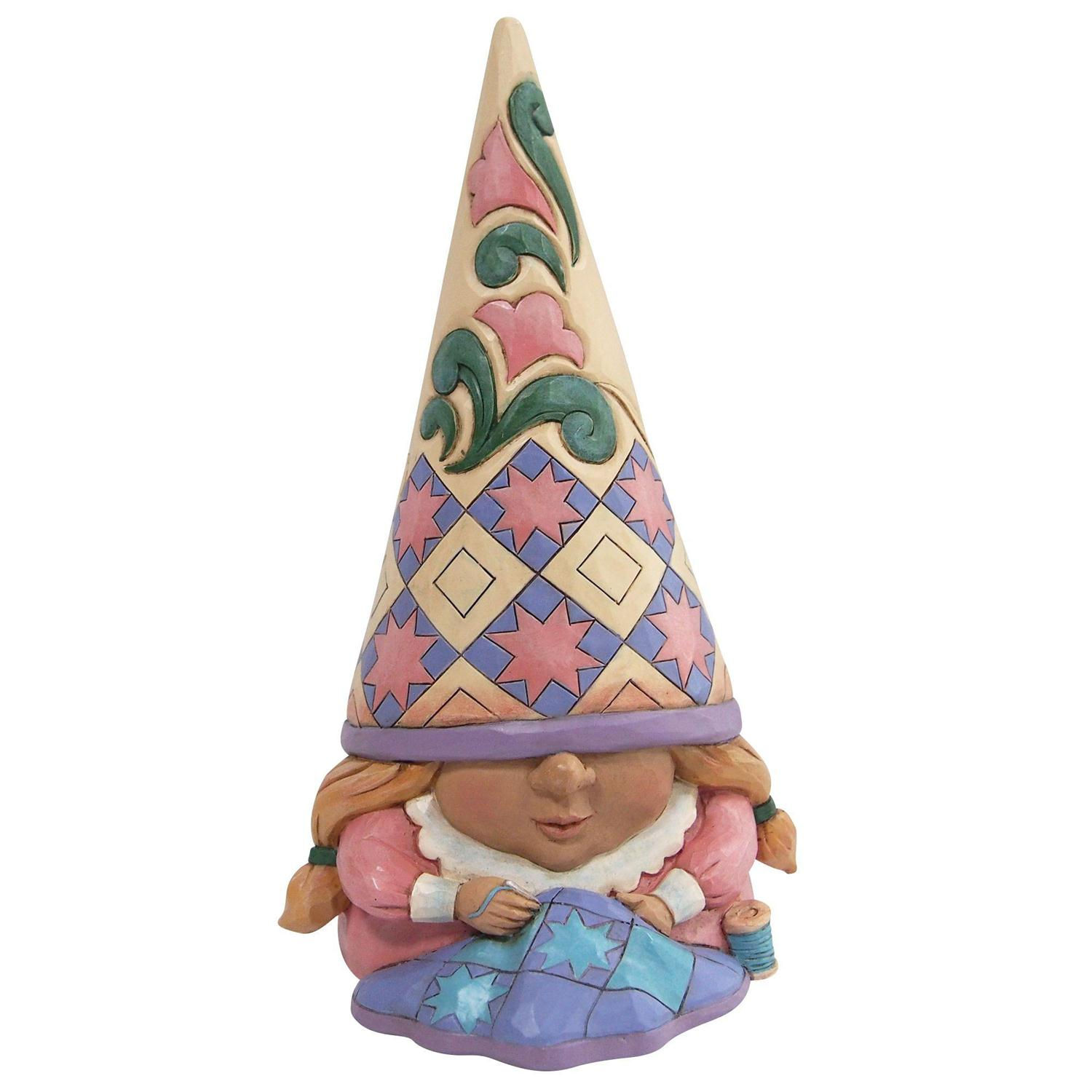 Jim Shore Heartwood Creek One Stitch At A Time Sewing Gnome figurine front view