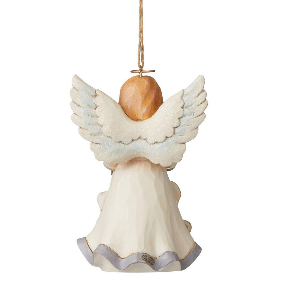 Jim Shore Dated 2021 White Woodland Angel Ornament rear view