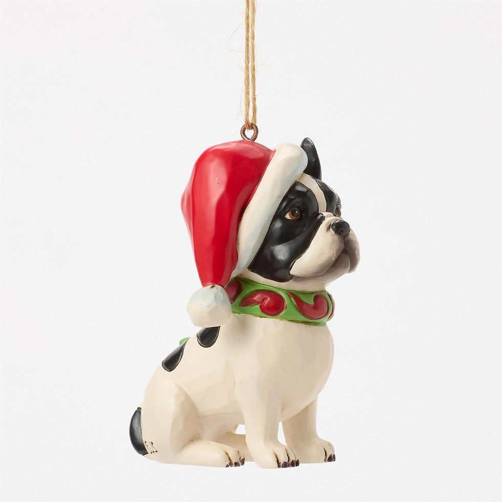 Christmas Dog Frenchie Ornament side view