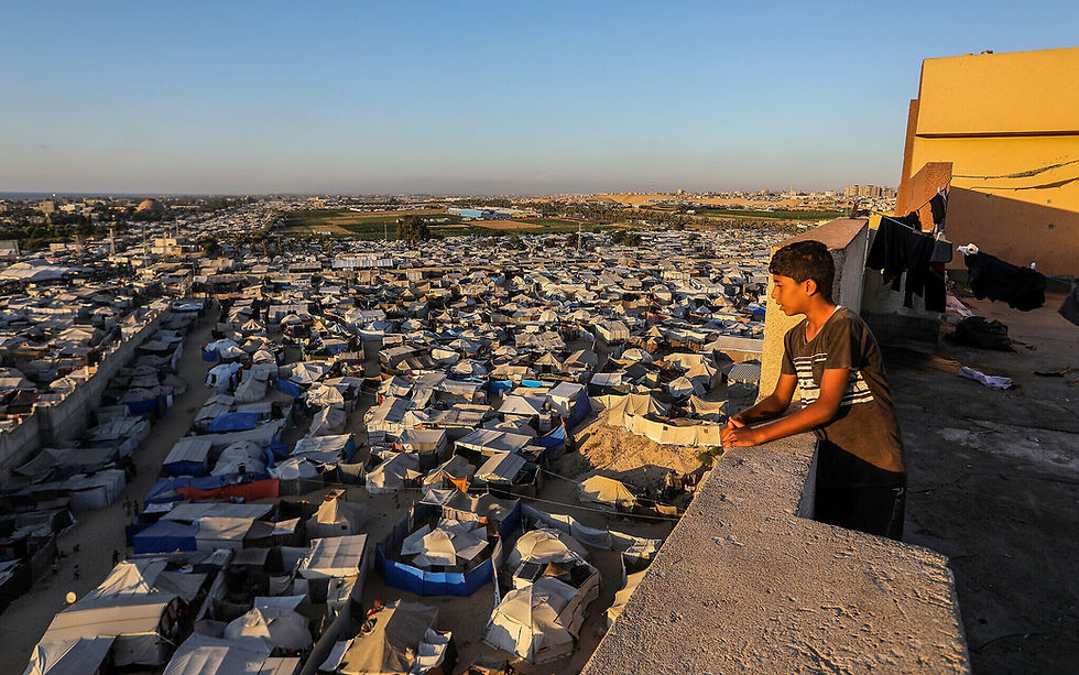 Palestinian tent city in the Al-Mawasi area in Khan Younis, in the southern Gaza Strip