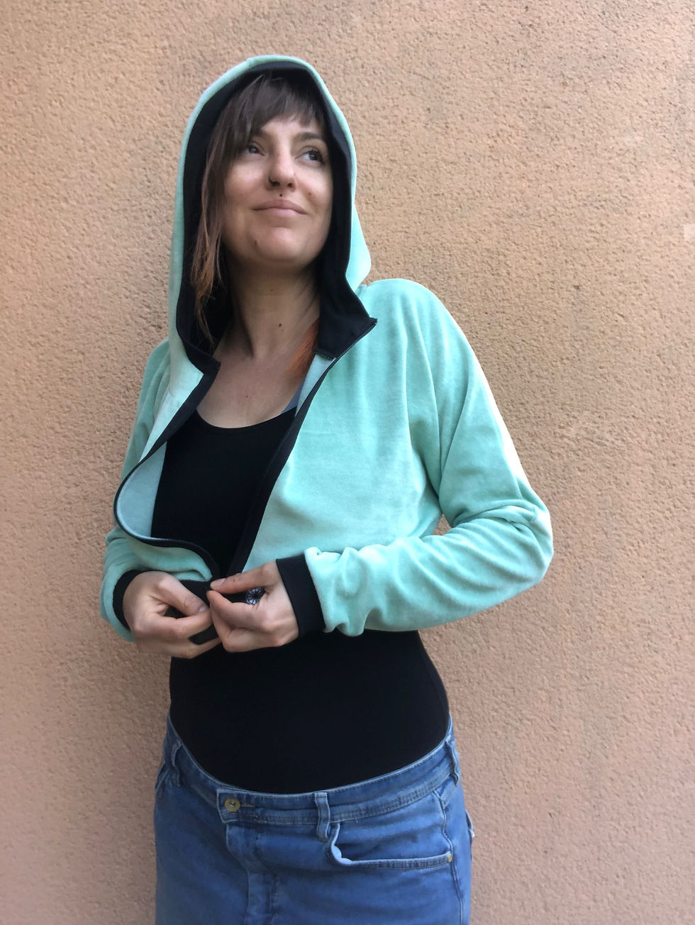 Thumbnail: Pastel green velvet cropped jacket