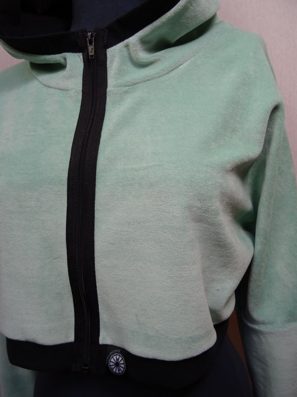 Thumbnail: Pastel green velvet cropped jacket