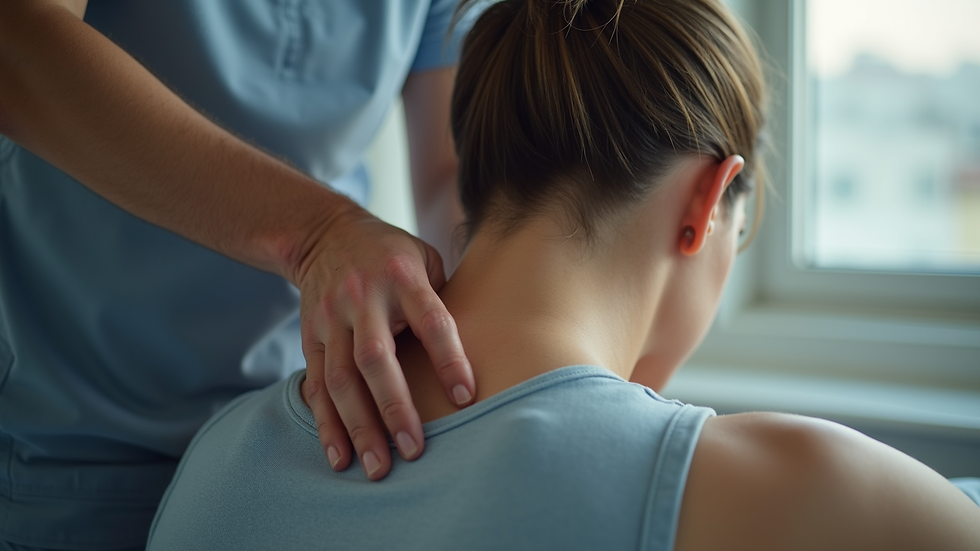 Eye-level view of a chiropractor adjusting a patient's spine