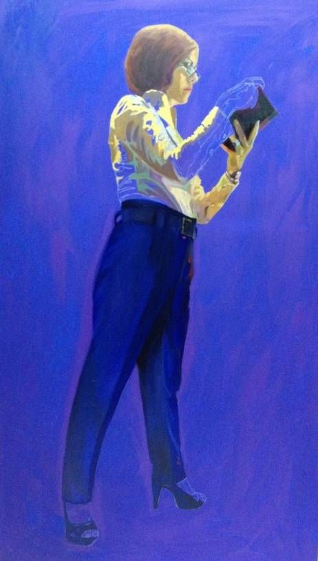 Fulya Turan, Beyaz Yaka - 12, 2012, tuval üzeri yağlıb oya, 100 X 170 cm