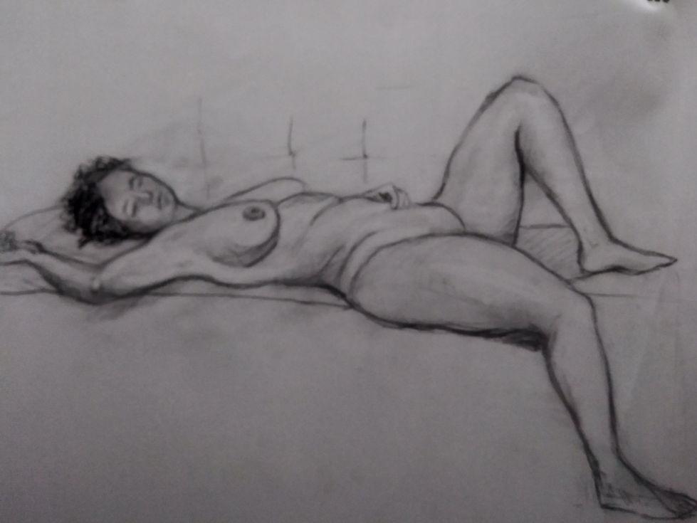 Fulya Turan, Desen 1, 2019, kağıt üzeri kömür, 100x70 cm