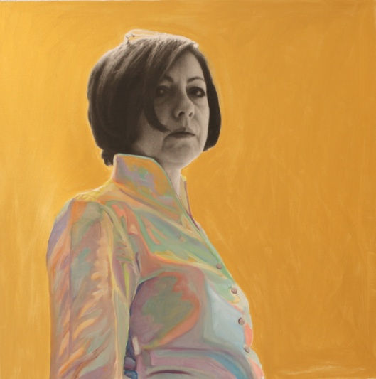Fulya Turan, Beyaz Yaka - 15, 2012, sayısal baskı ve, tuval üzeri yağlıboya, 2012, 90 X 90 cm