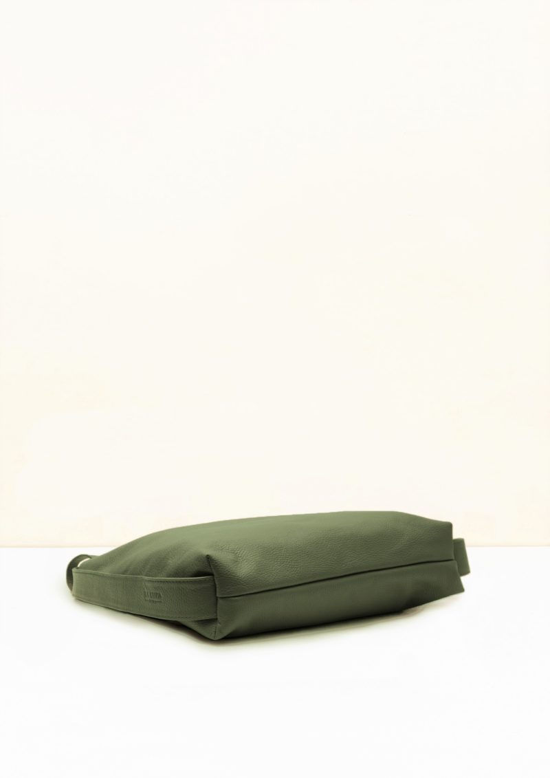 Thumbnail: La Lupa Bella luxury Italian backpack in green leather UK