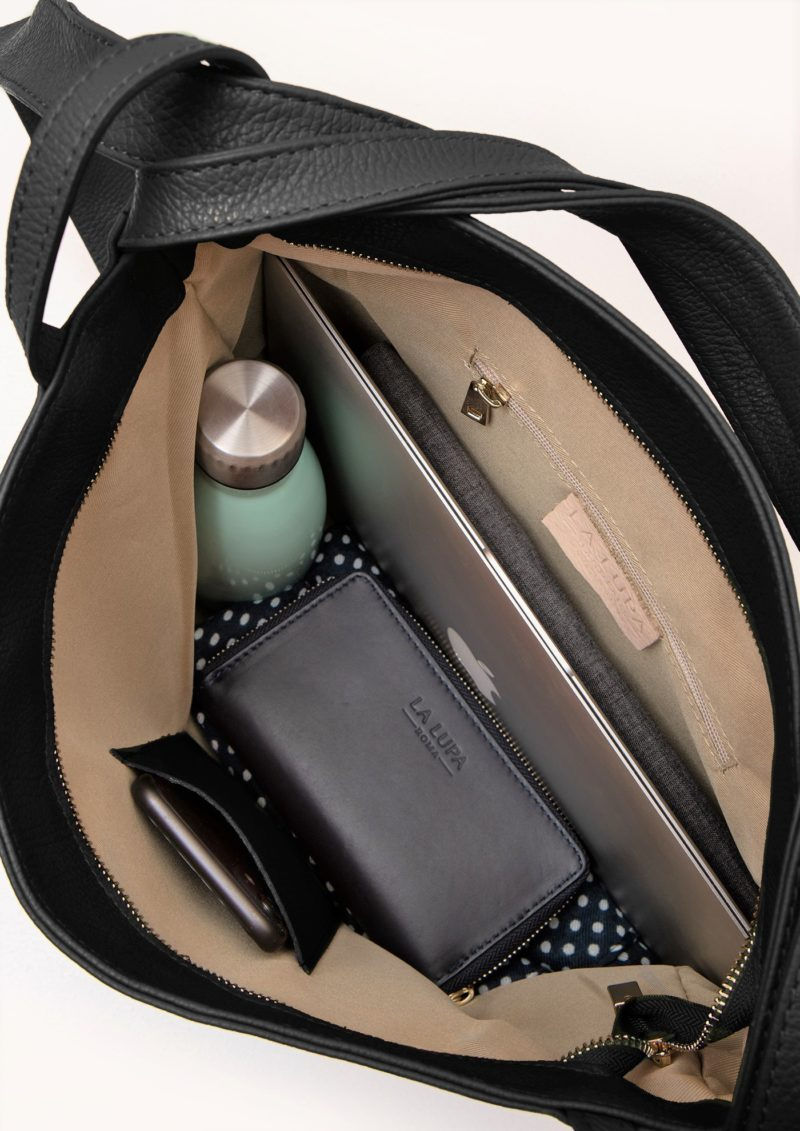 Thumbnail: La Lupa Bella luxury Italian leather backpack in black UK