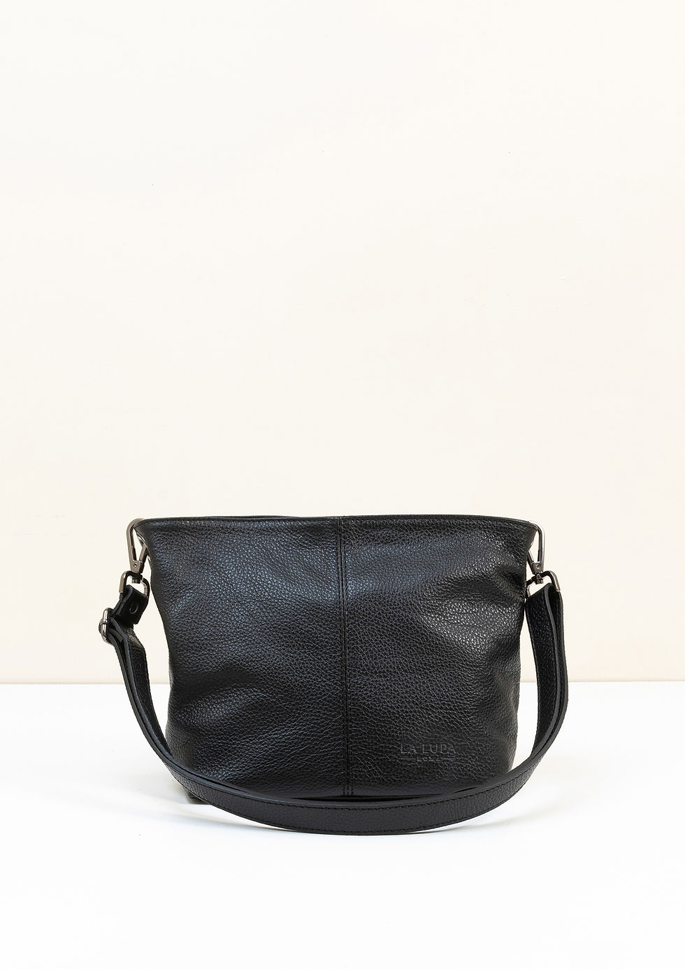 La Lupa Petite luxury crossbody handbag in black leather