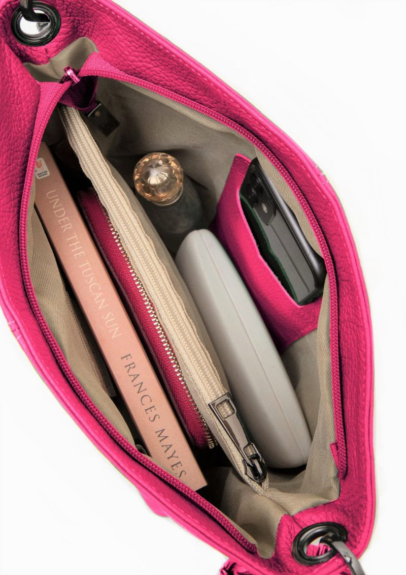 Thumbnail: La Lupa Lola Petite luxury crossbody handbag in pink leather