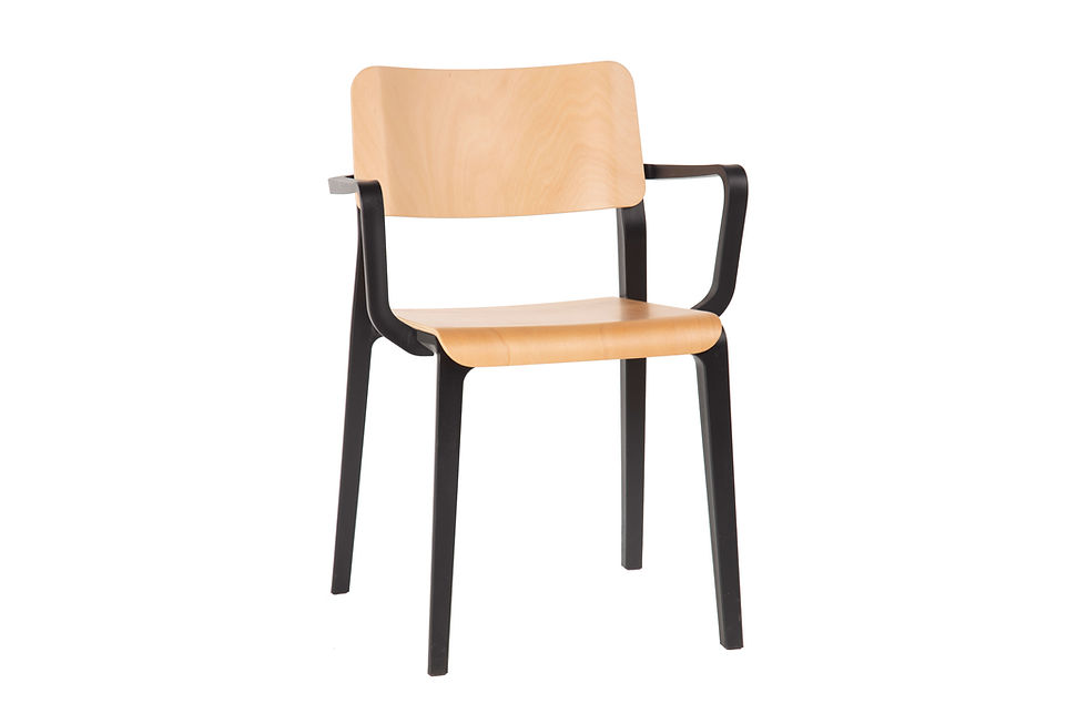 Thumbnail: Origin Mojo Ply dining arm chairs with black frame