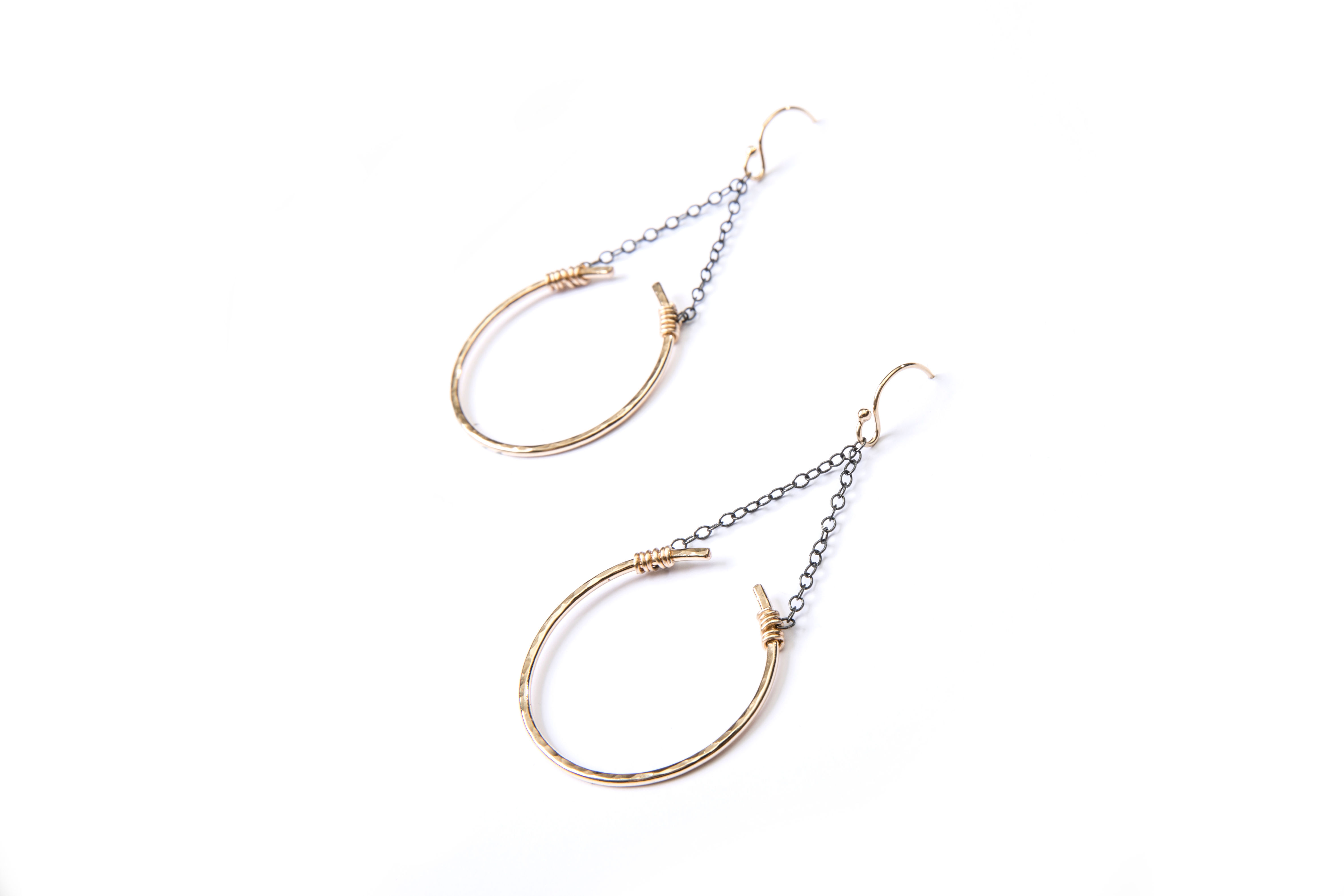 Open Circle hoops-14K GF/ oxidized