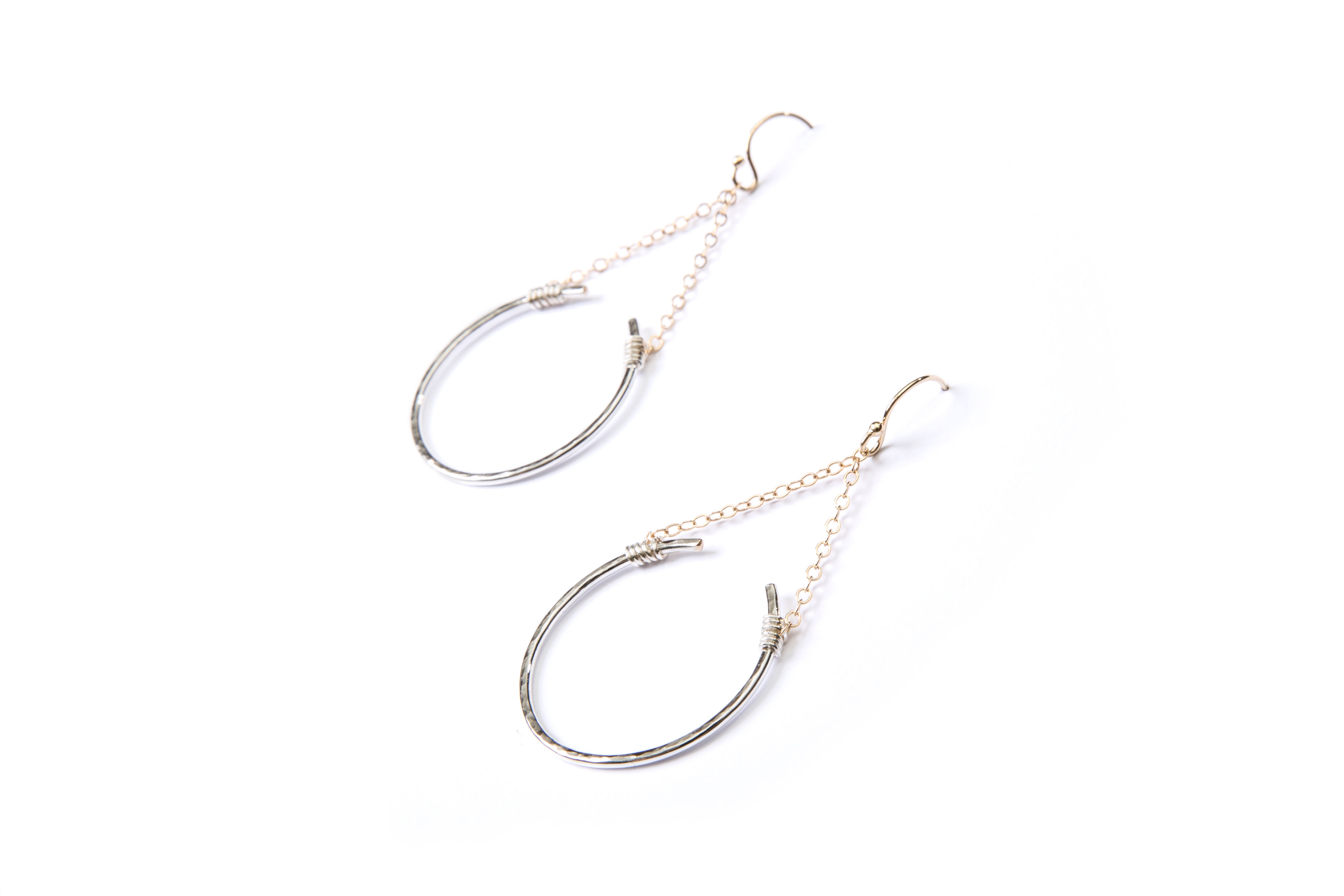 Open Circle Hoops-sterling circle/14K GF chain