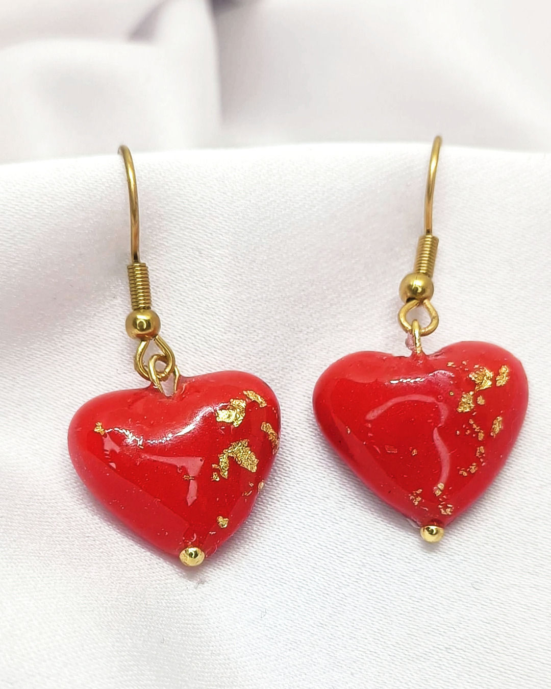 Boucles d'oreilles Coeur Puffy - Argile polymère