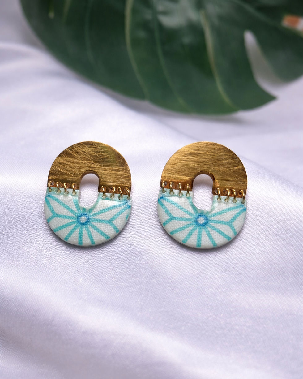 Miniature : Boucles d'oreilles Unity - boucles d’oreilles tissu et acier inoxydable