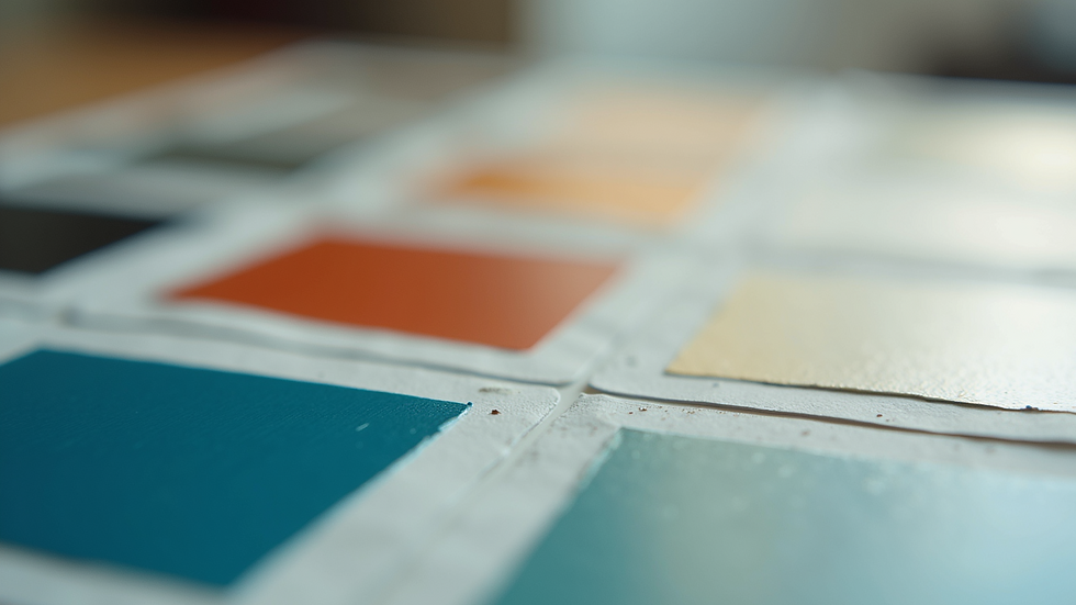 Close-up view of paint samples showing different finishes