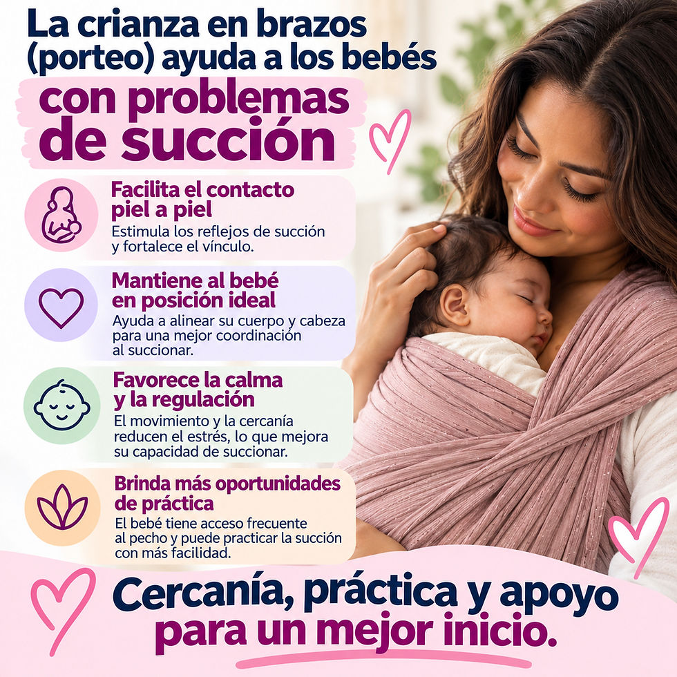 La crianza en brazos (porteo) ayuda a los bebés con problemas de succión