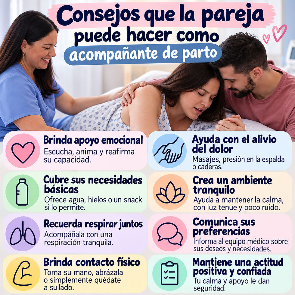 Consejos que la pareja puede hacer como acompañante de parto