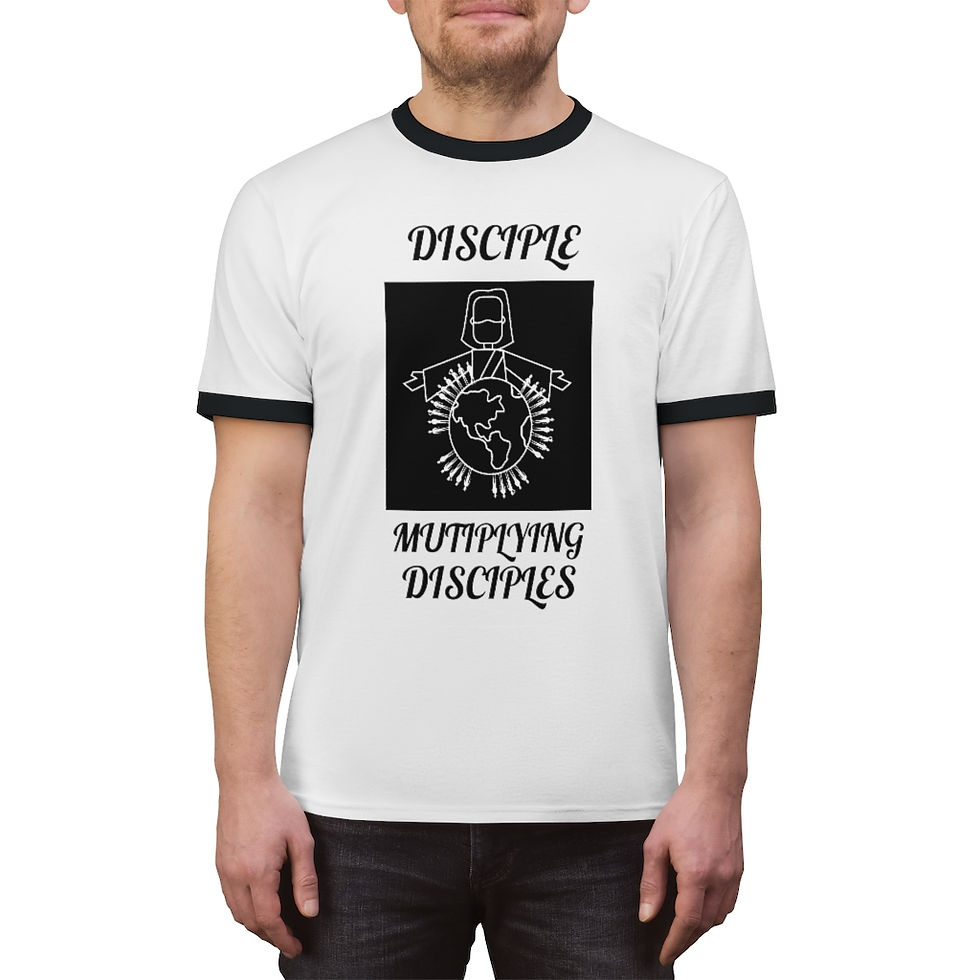 Thumbnail: Unisex Ringer Tee Disciple Multiplying Disciples